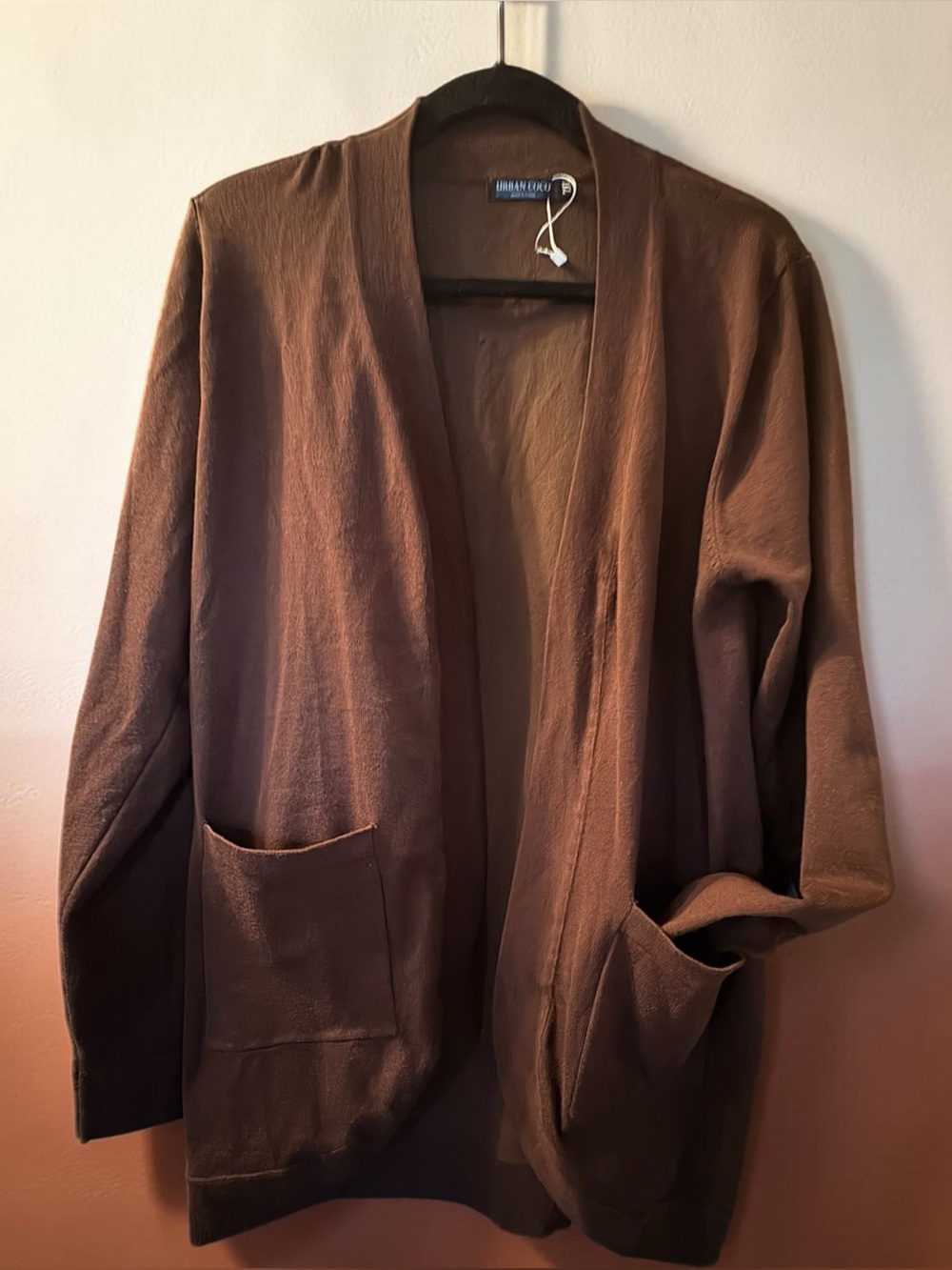 Urban Coco 2XL Women’s Open-Front Pocket Cardigan Sweater